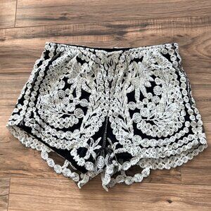 E2 Clothing Black and White Lace Shorts
